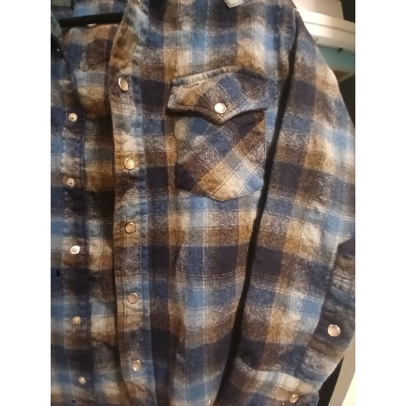 Vintage Pendleton Western Plaid Wool Flannel Shirt Collar 70s Men L - Picture 7 of 10